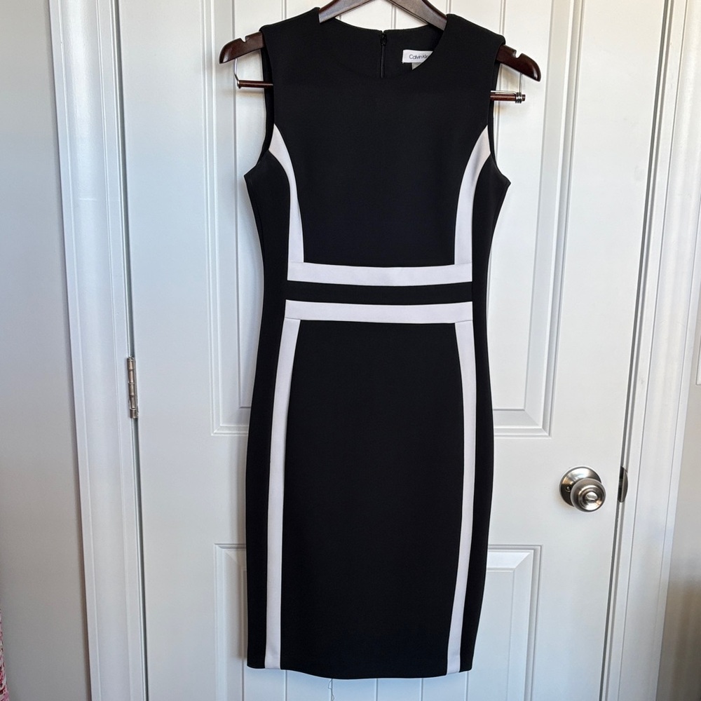 Calvin Klein Black and White Midi Dress